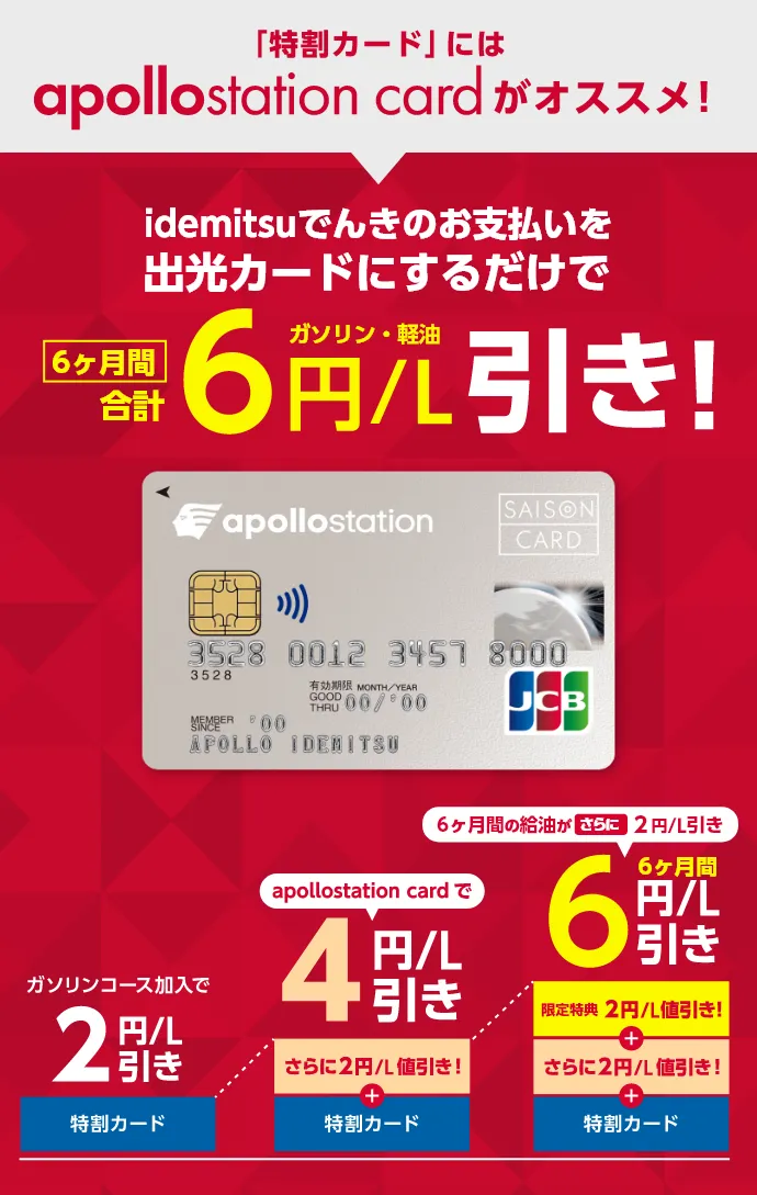 「特割カード」にはapollostation card がオススメ!