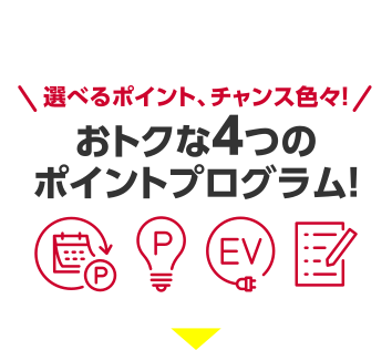 おトク1 選べるポイント、チャンス色々！ おトクな4つのポイントプログラム！